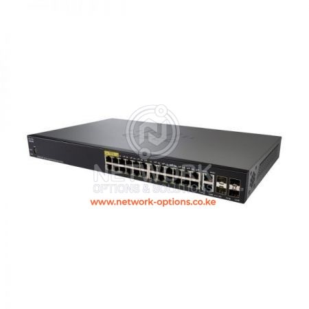 The Cisco SG350-28P is a manageable gigabit switch with PoE ports with reliable switching capacity and layer 3 capabilities Kenya