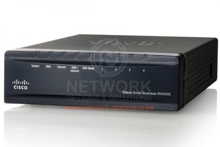 The Cisco RV042G is a dual Gigabit Ethernet WAN port IPSec VPN router in Kenya. It has 4 ethernet ports.